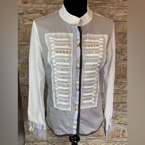 ELISA CAVALETTI By DANIELA DALLAVALLE Military Embro Pearl Botton-Up Shirt £262